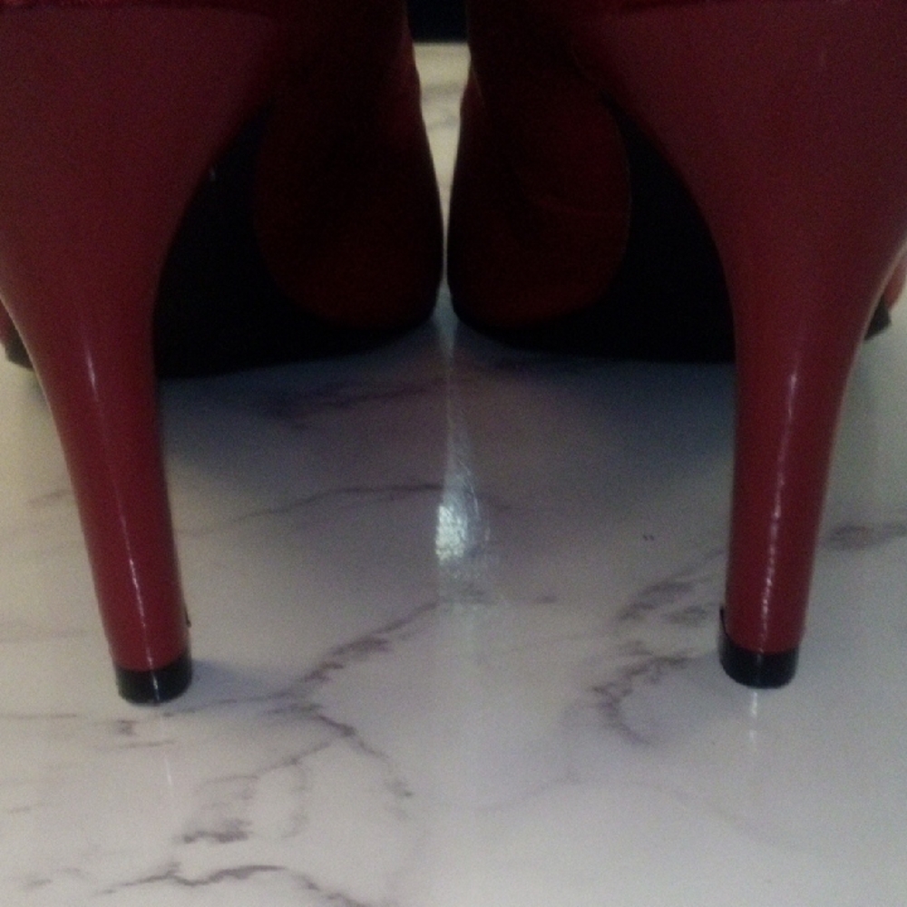 FIONI Night Heels - Vibrant Red Satin Heels - Picture 5 of 10